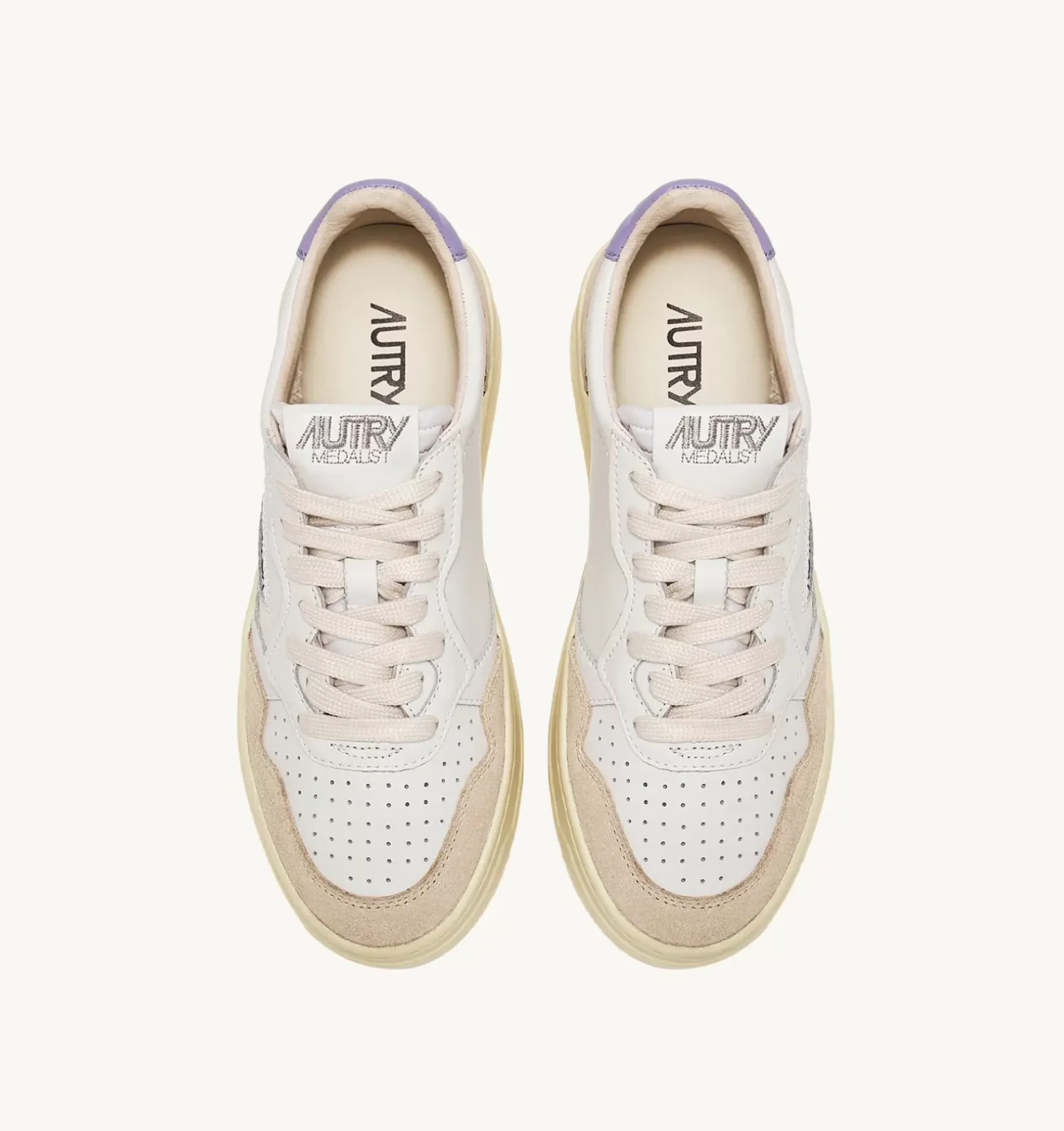 Sneakers Medalist Low In Suede E Pelle Bianca E Lavander