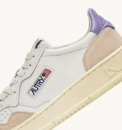 Sneakers Medalist Low In Suede E Pelle Bianca E Lavander