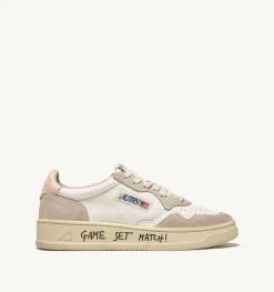 Sneakers Medalist Low In Pelle E Suede Bianco E Rosa