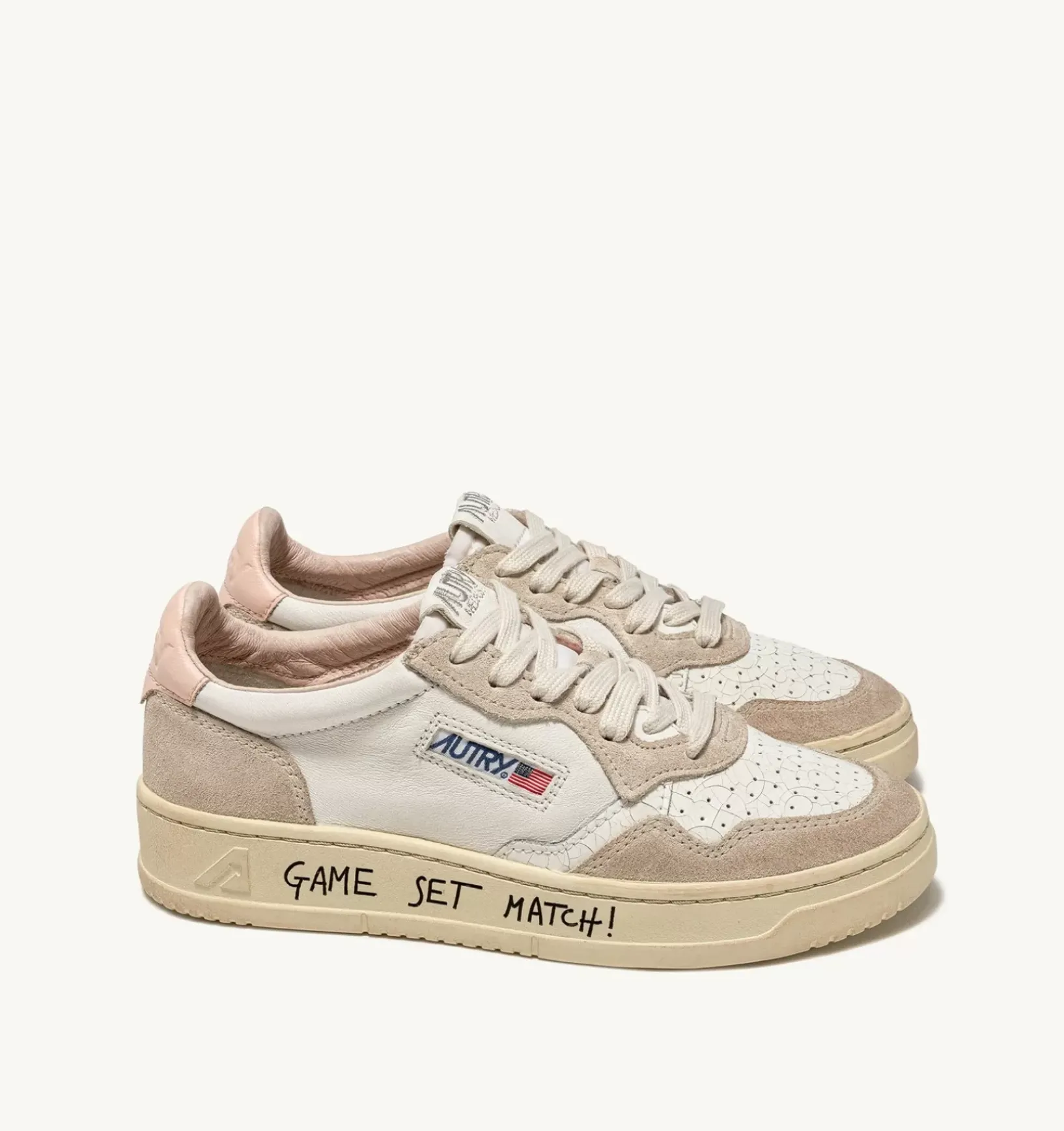 Sneakers Medalist Low In Pelle E Suede Bianco E Rosa