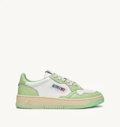 Sneakers Medalist Low In Pelle Bicolore Bianco E Nile Green