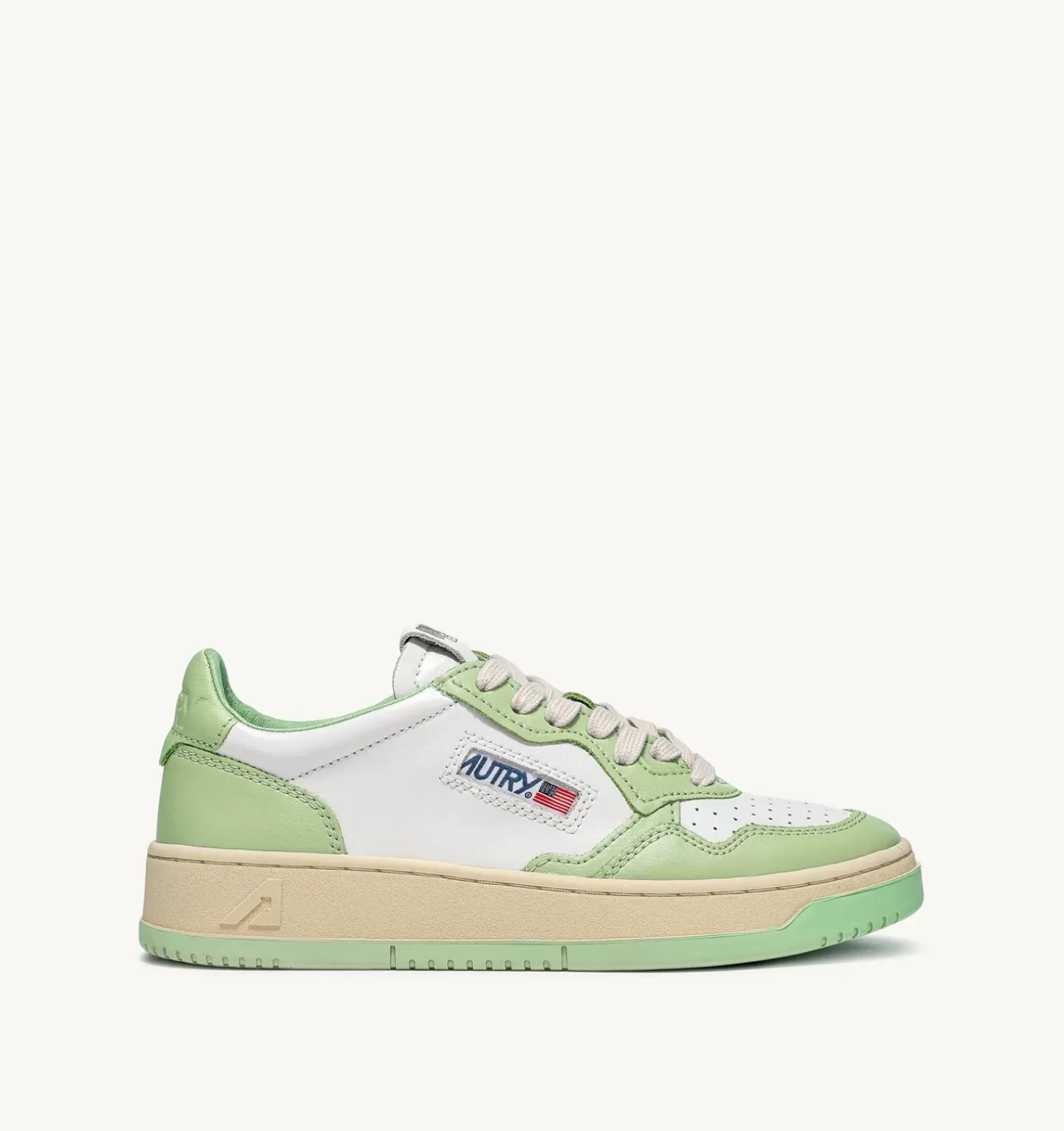 Sneakers Medalist Low In Pelle Bicolore Bianco E Nile Green