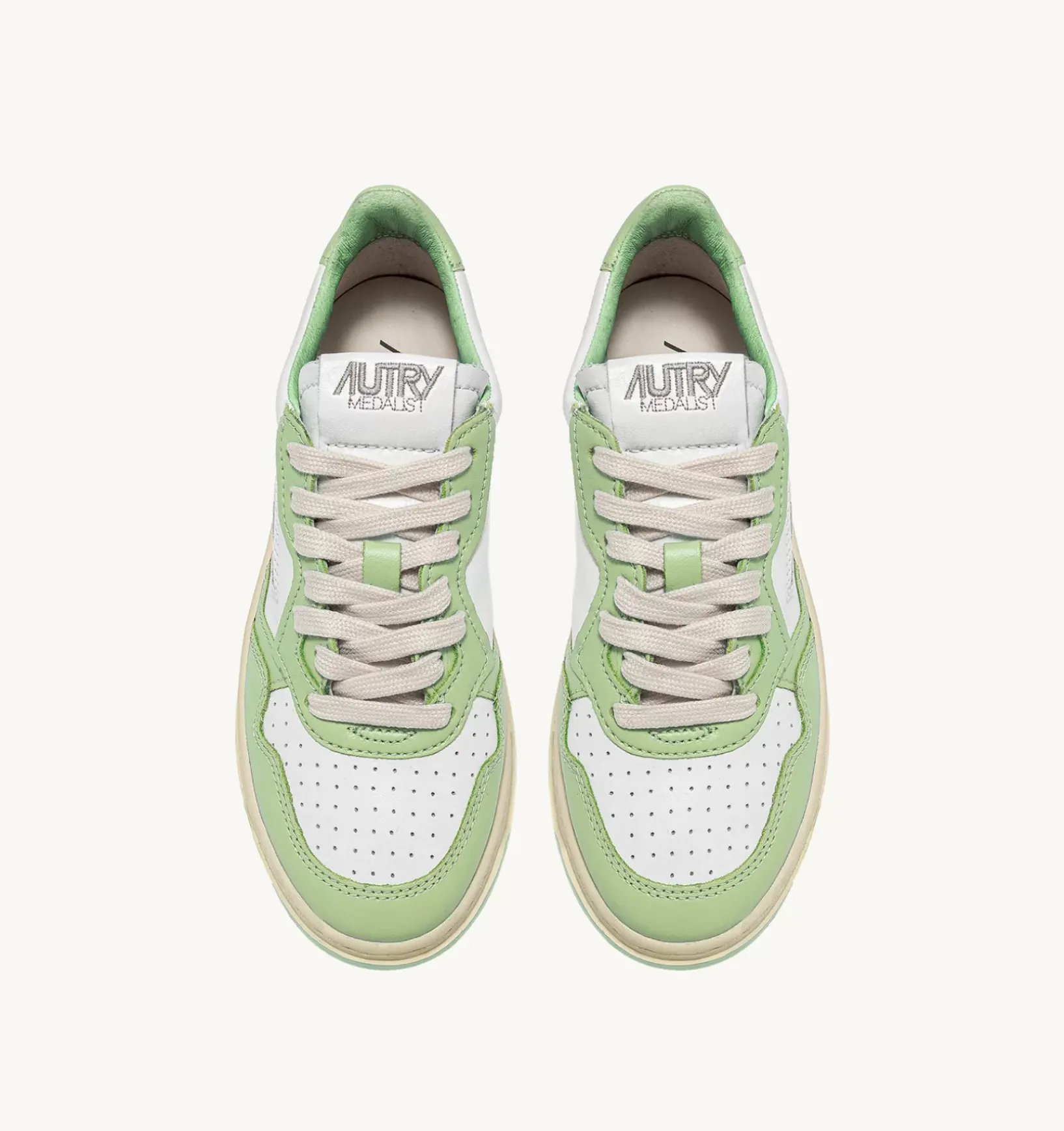Sneakers Medalist Low In Pelle Bicolore Bianco E Nile Green