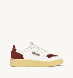 Sneakers Medalist Low In Pelle E Suede Bianco E Bordeaux
