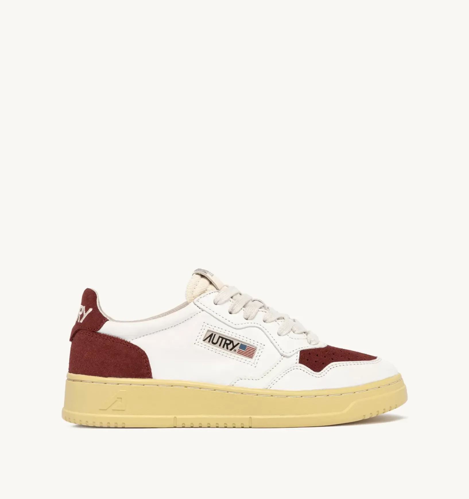 Sneakers Medalist Low In Pelle E Suede Bianco E Bordeaux