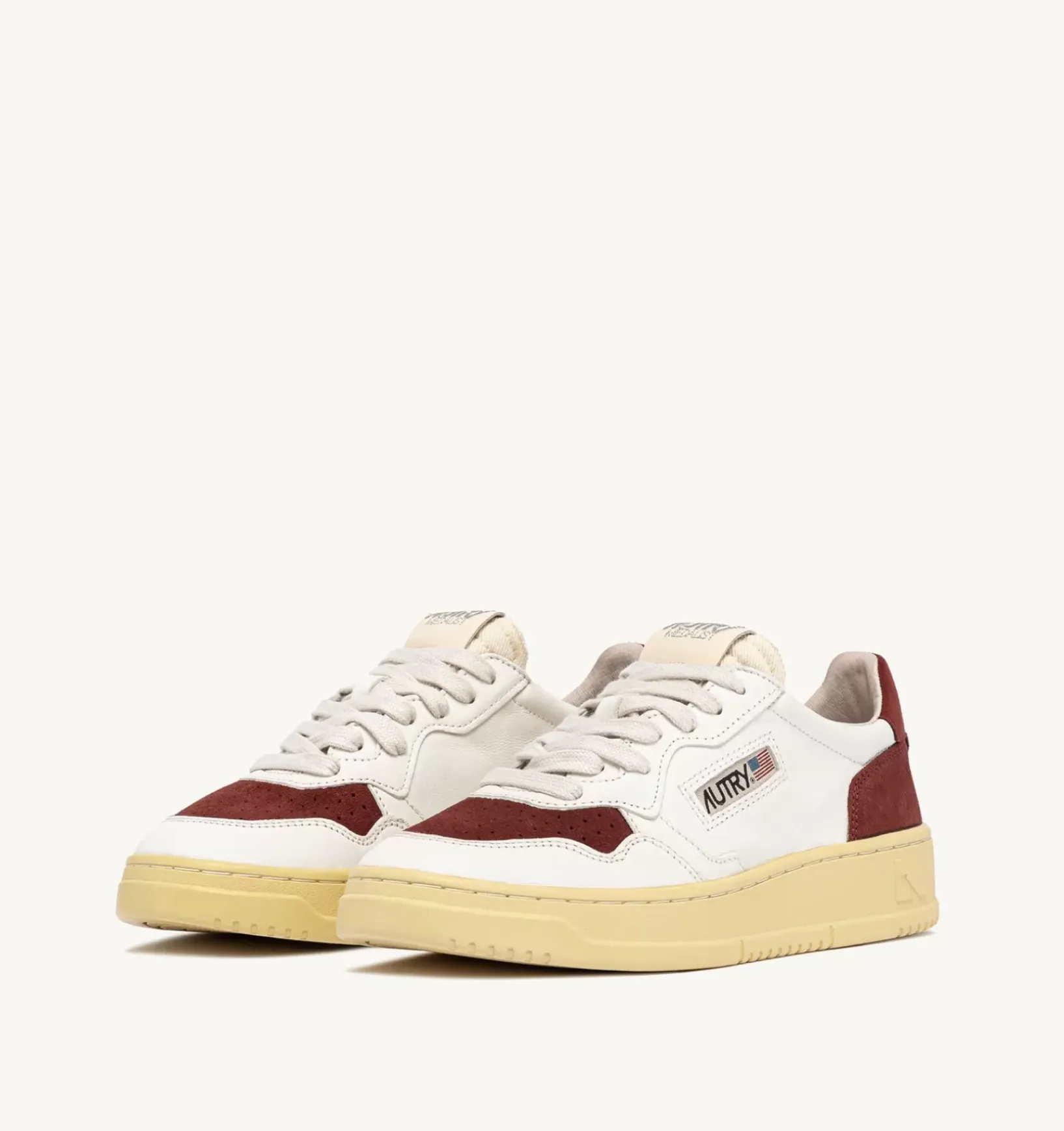 Sneakers Medalist Low In Pelle E Suede Bianco E Bordeaux