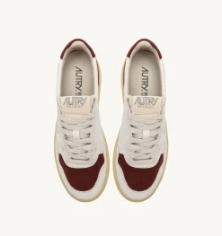 Sneakers Medalist Low In Pelle E Suede Bianco E Bordeaux
