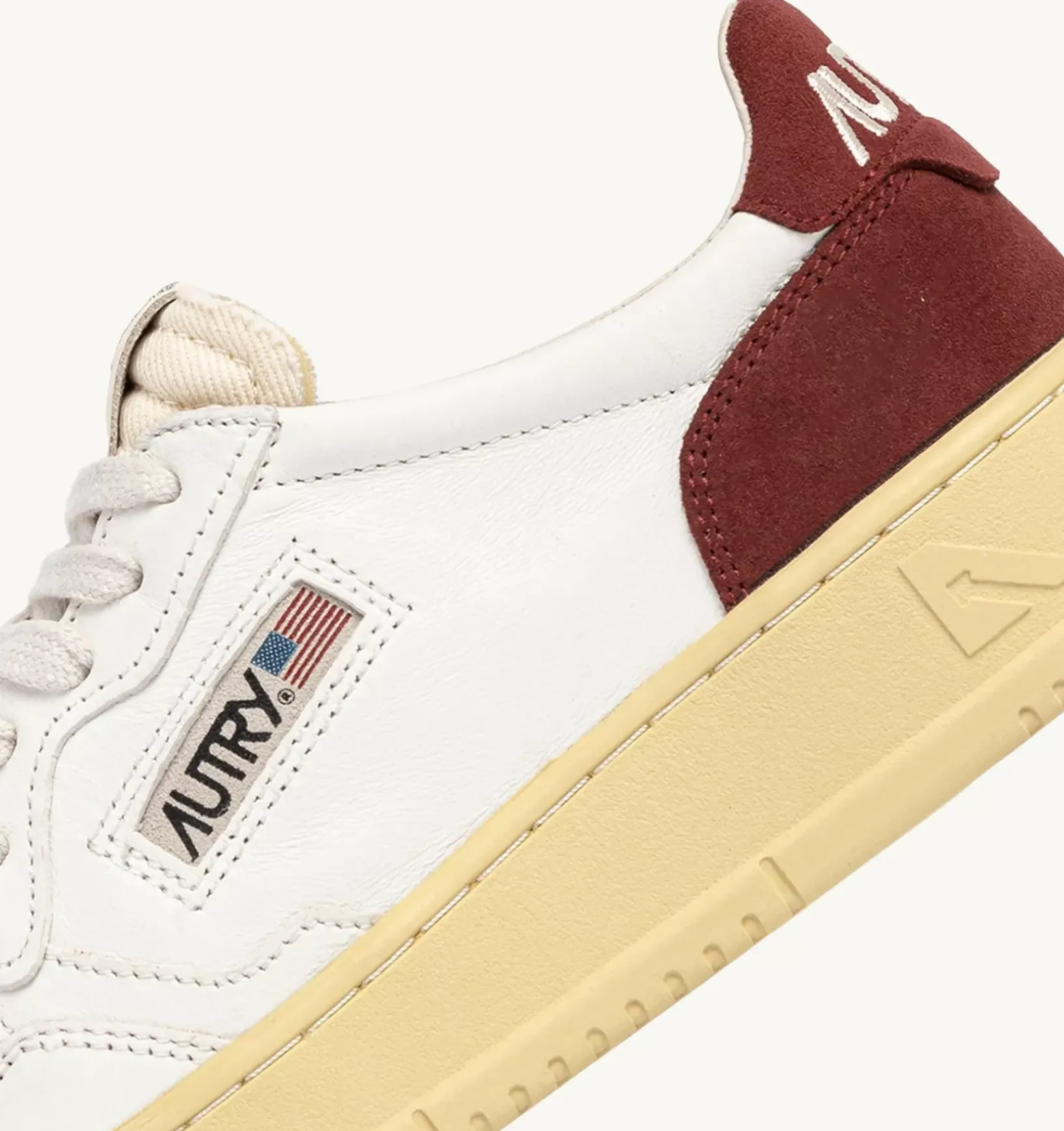 Sneakers Medalist Low In Pelle E Suede Bianco E Bordeaux