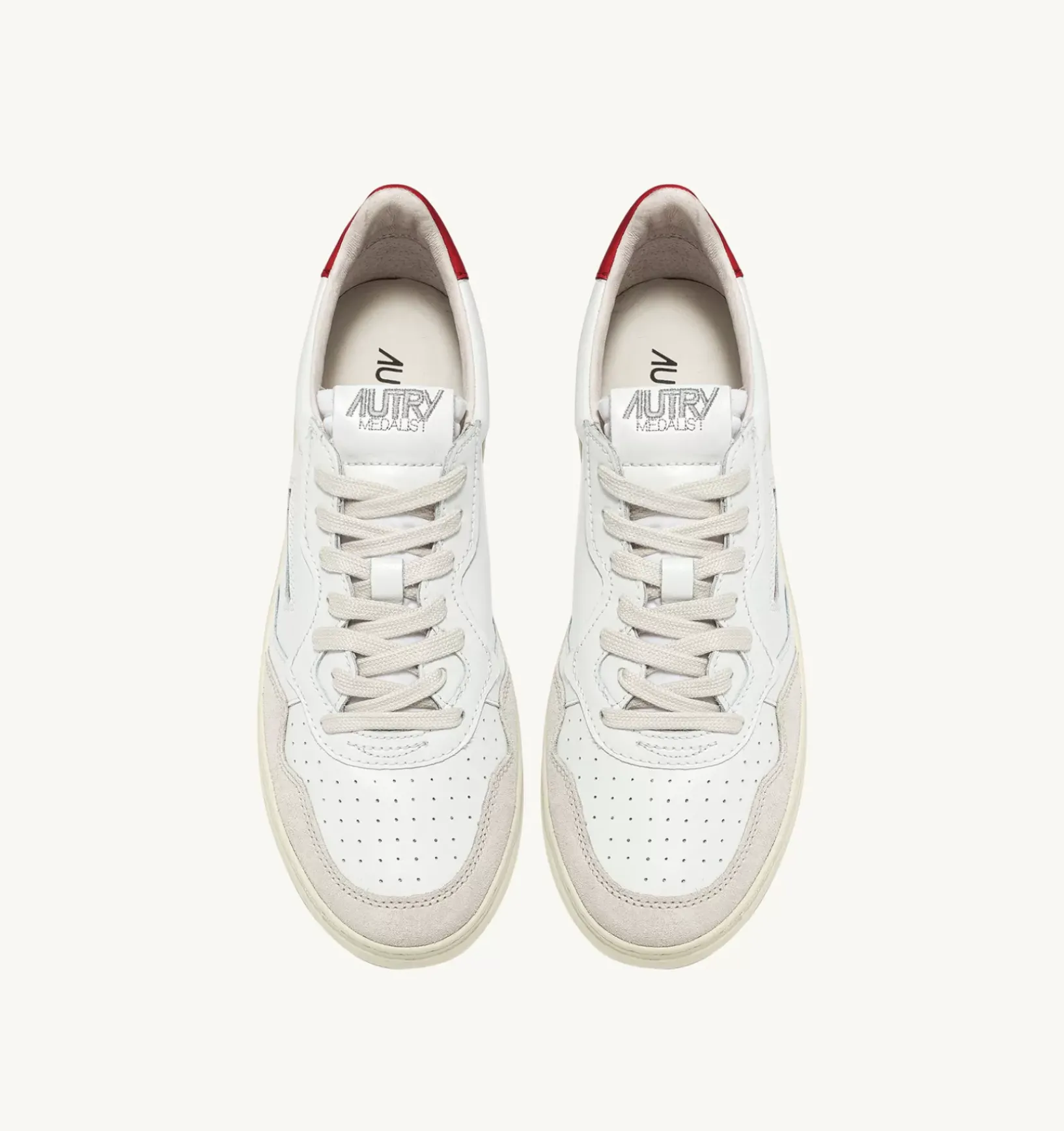 Sneakers Medalist Low In Suede E Pelle Bianca E Rosso