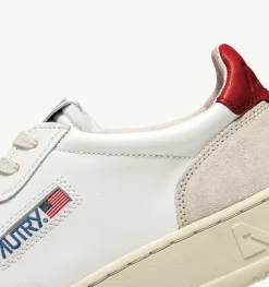 Sneakers Medalist Low In Suede E Pelle Bianca E Rosso