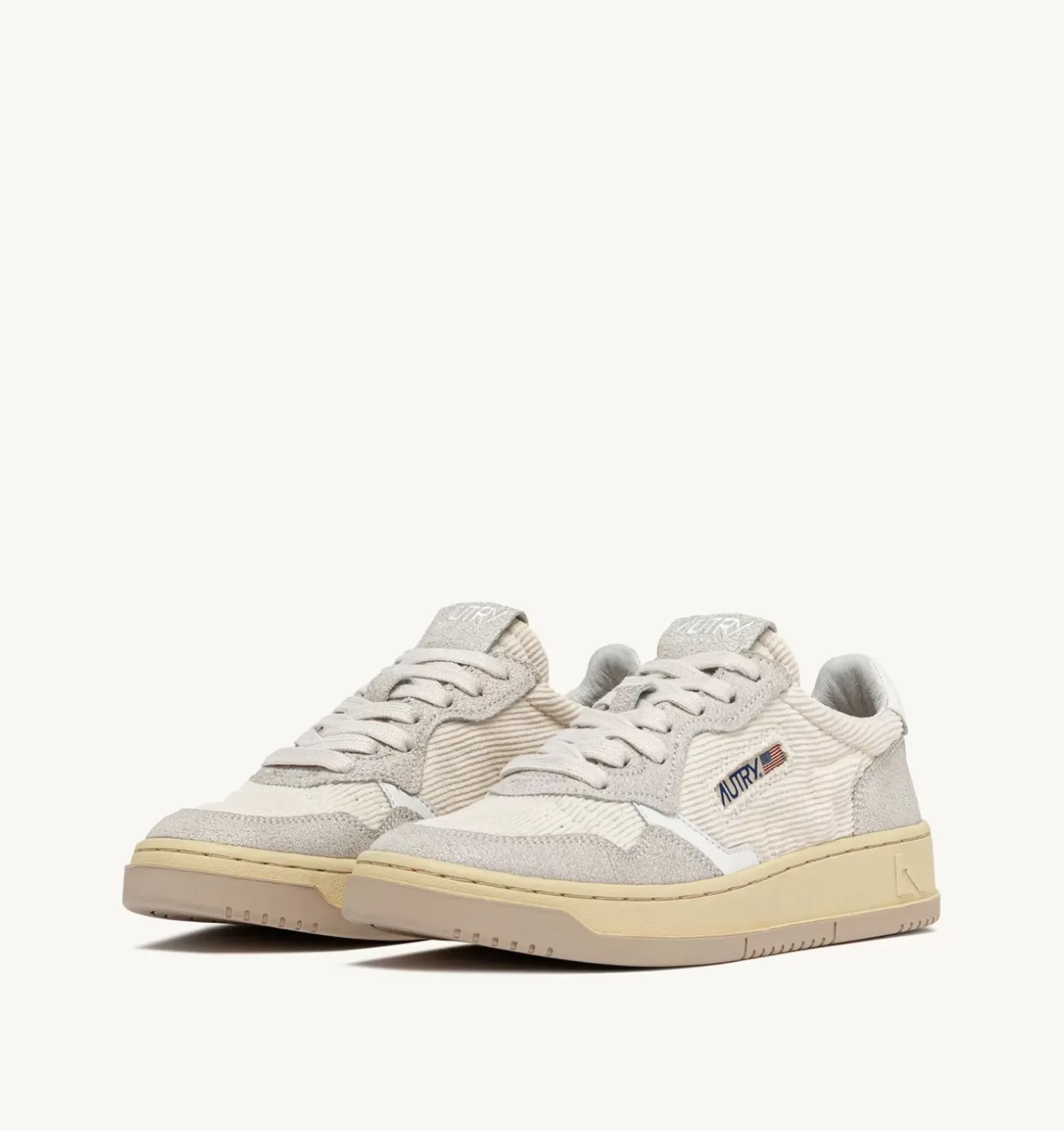 Sneakers Medalist Low In Velluto A Costine E Suede Colore Avorio
