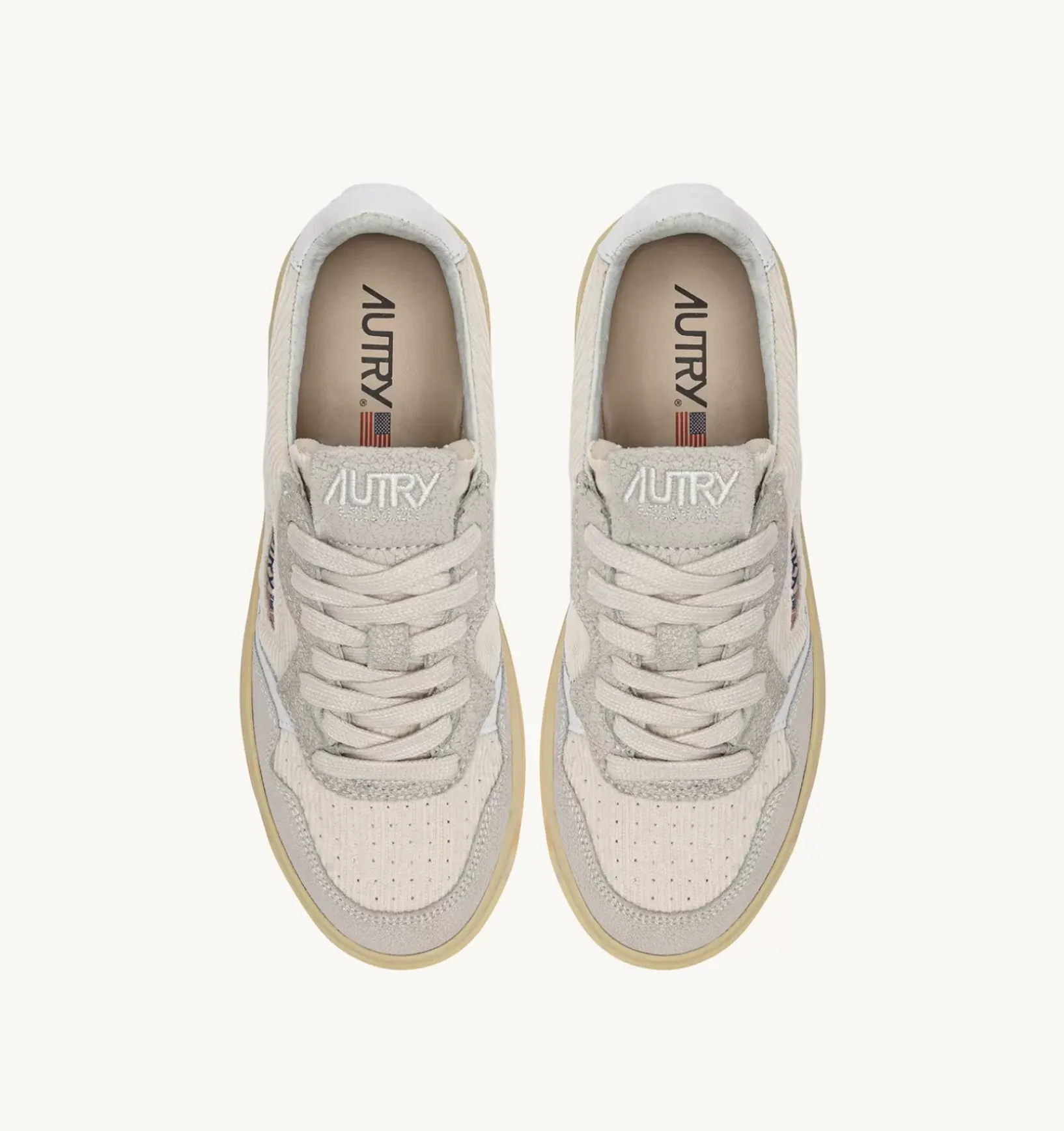 Sneakers Medalist Low In Velluto A Costine E Suede Colore Avorio