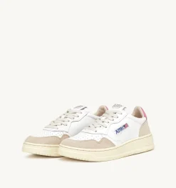 Sneakers Medalist Low In Pelle Bianca E Rosa E Suede Beige
