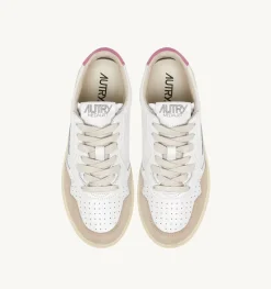 Sneakers Medalist Low In Pelle Bianca E Rosa E Suede Beige