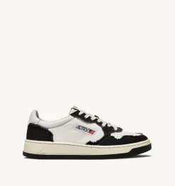 Sneakers Medalist Low In Pelle Di Capra E Tela Bicolor Bianco Nero