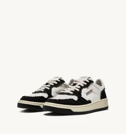 Sneakers Medalist Low In Pelle Di Capra E Tela Bicolor Bianco Nero