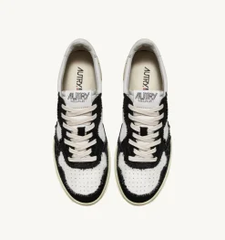 Sneakers Medalist Low In Pelle Di Capra E Tela Bicolor Bianco Nero