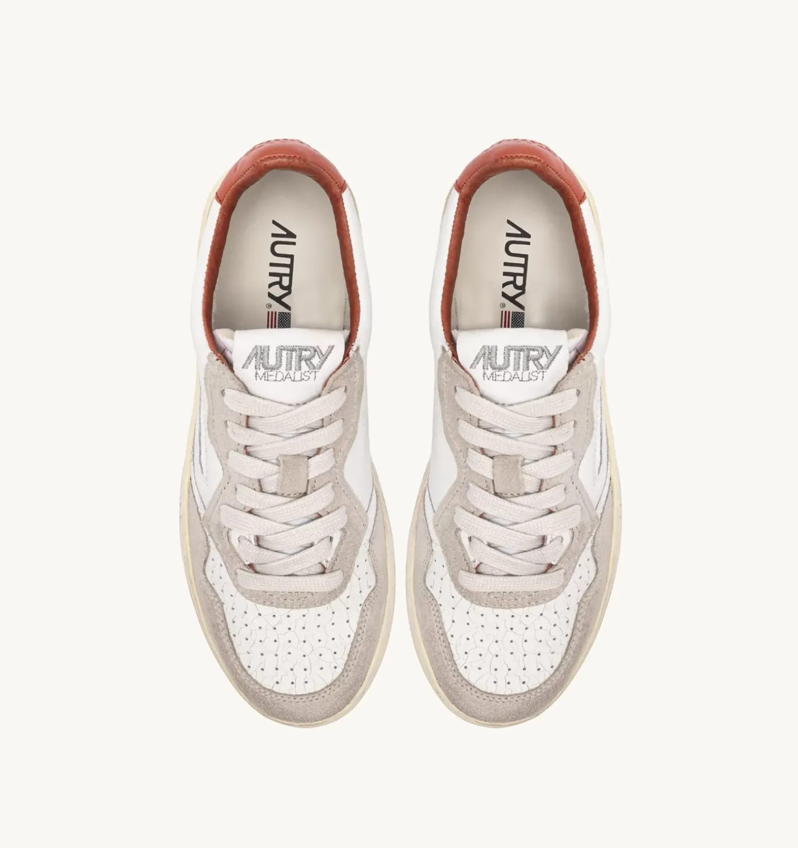 Sneakers Medalist Low In Pelle Bianca E Suede Beige