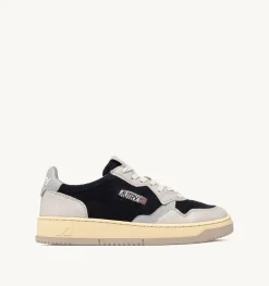 Sneakers Medalist Low In Pelle Grigia E Velluto A Costine Blu