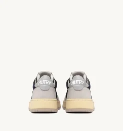 Sneakers Medalist Low In Pelle Grigia E Velluto A Costine Blu