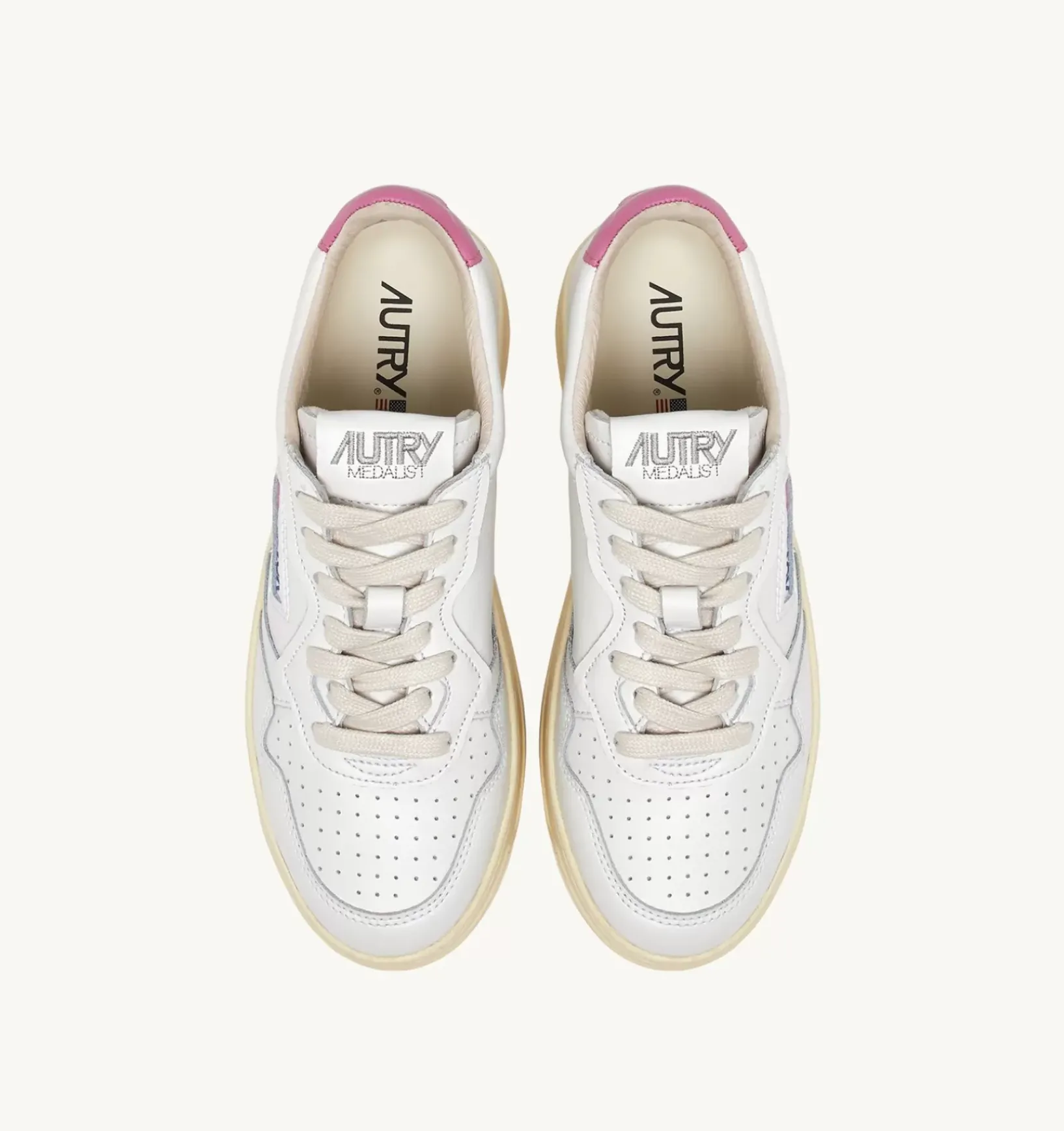 Sneakers Medalist Low In Pelle Bianca E Rosa
