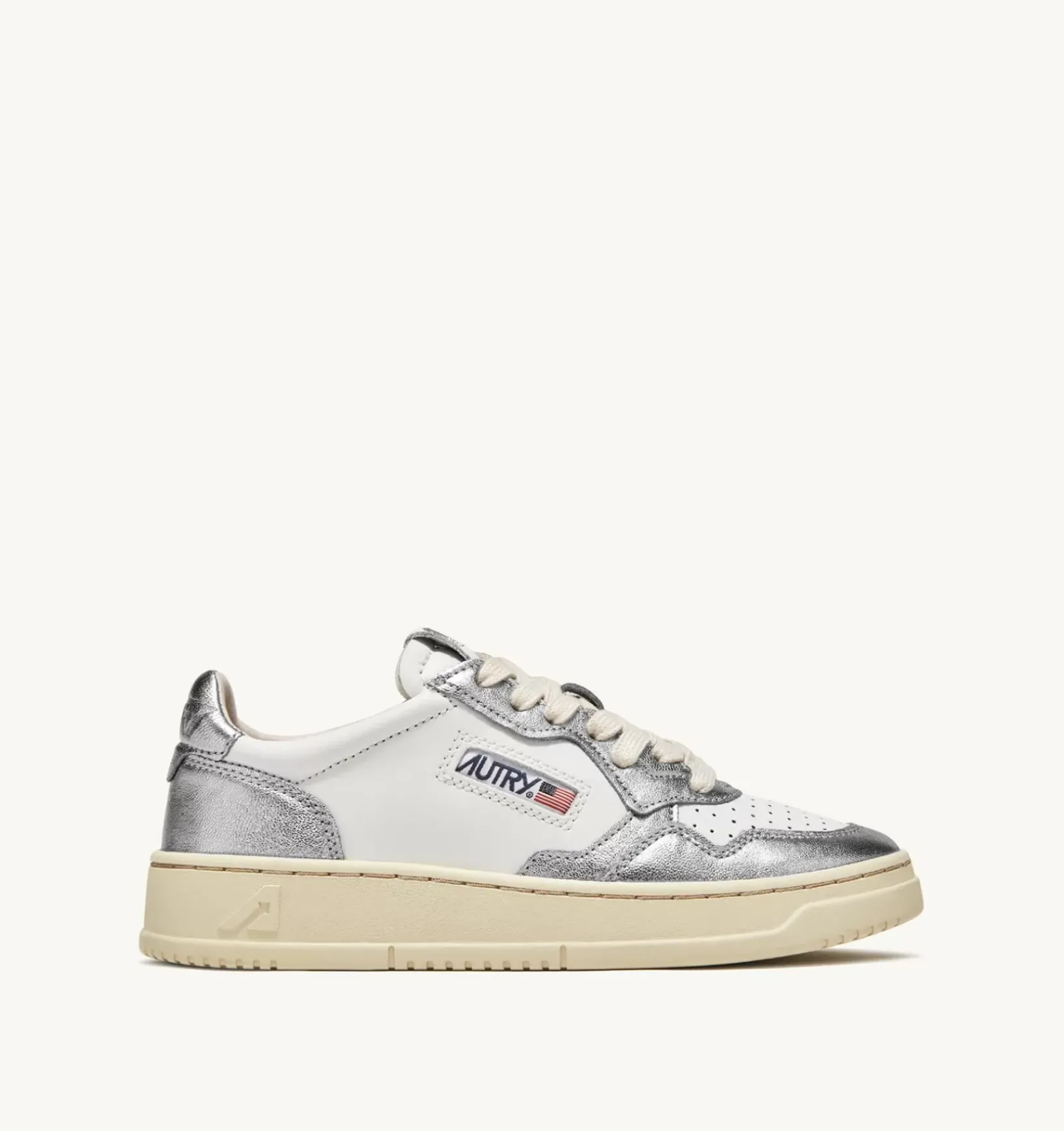 Sneakers Medalist Low In Pelle Bicolor Bianco E Silver