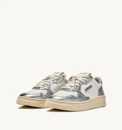 Sneakers Medalist Low In Pelle Bicolor Bianco E Silver