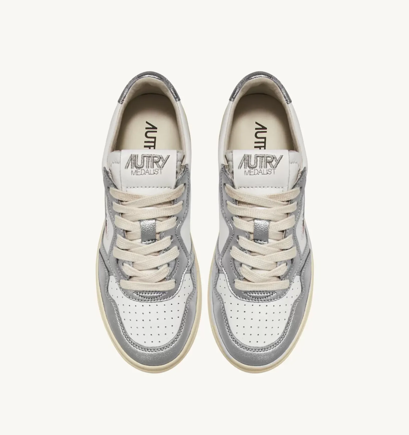 Sneakers Medalist Low In Pelle Bicolor Bianco E Silver