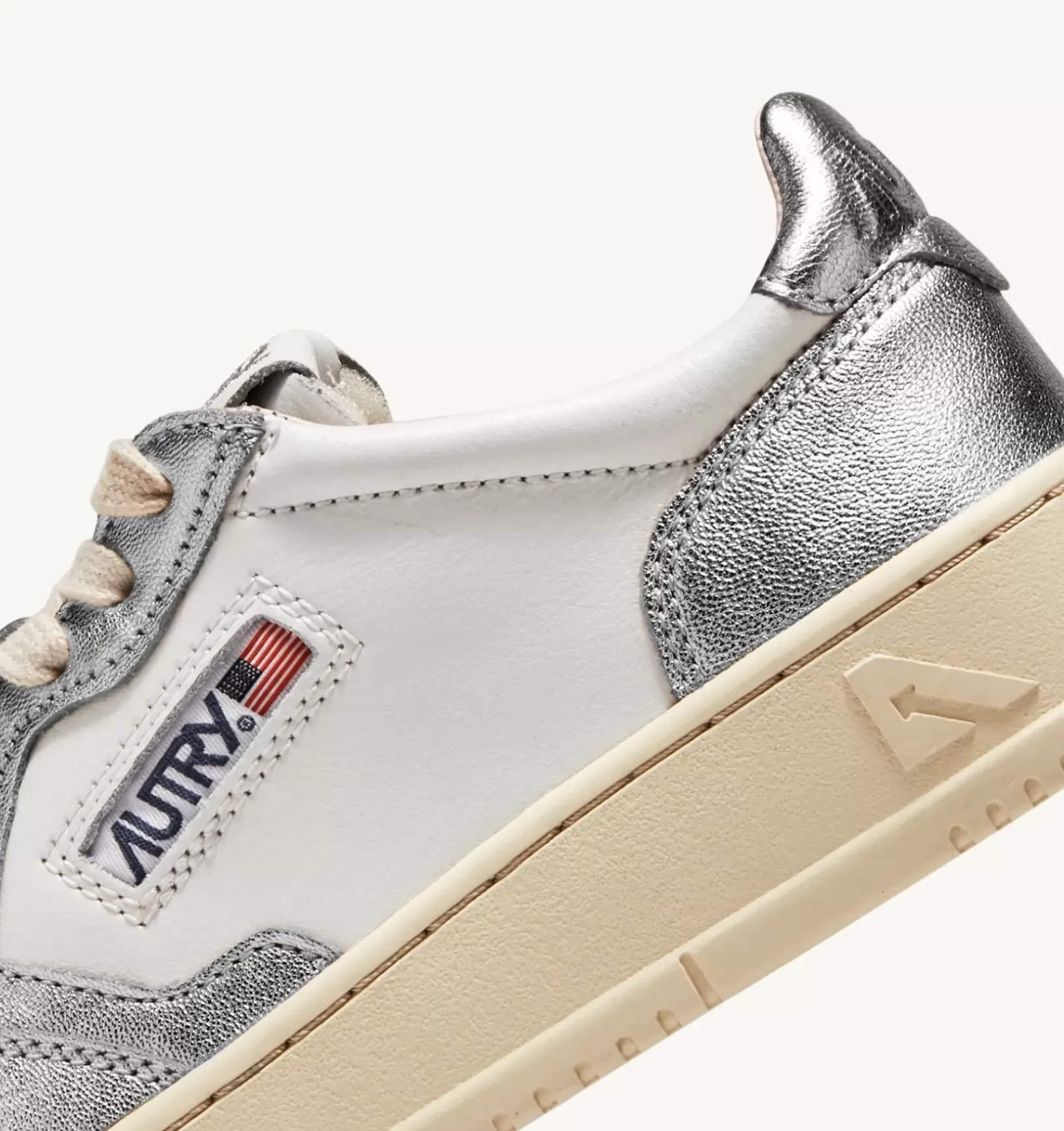 Sneakers Medalist Low In Pelle Bicolor Bianco E Silver