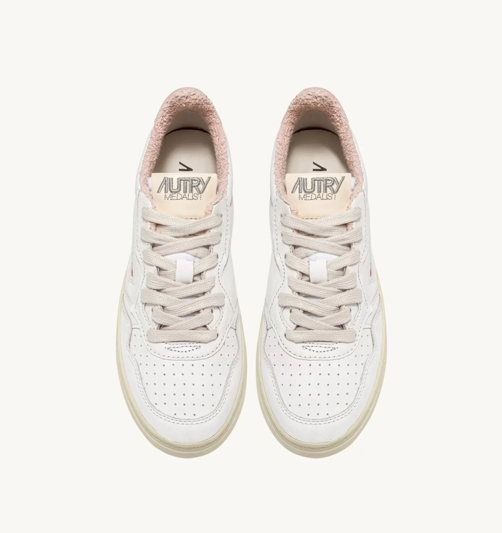 Sneakers Medalist Low In Pelle Morbida Di Capra E Spugna Color Bianco E Powder