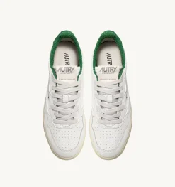 Sneakers Medalist Low In Pelle Di Capra E Spugna Bianco Verde