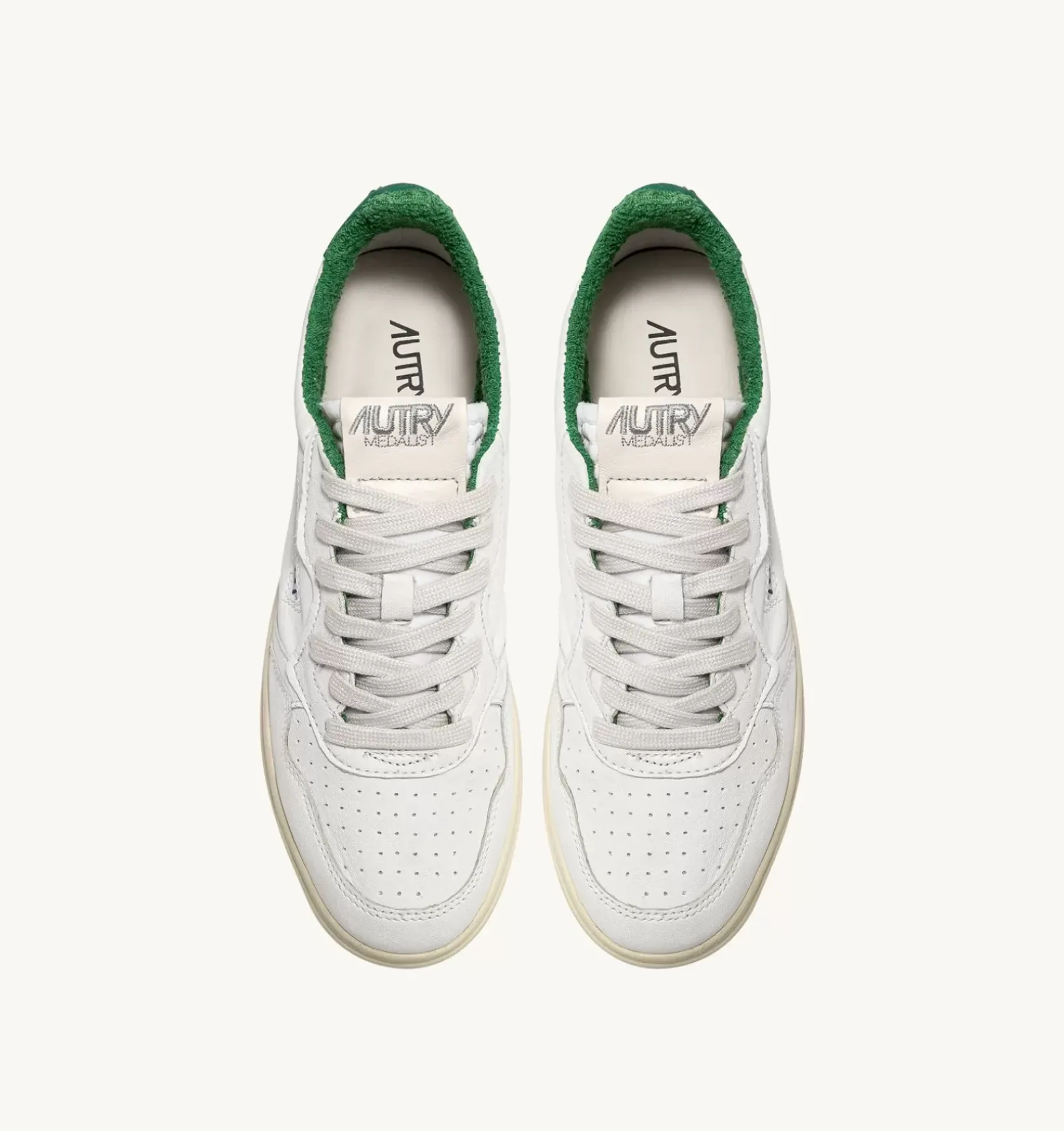 Sneakers Medalist Low In Pelle Di Capra E Spugna Bianco Verde