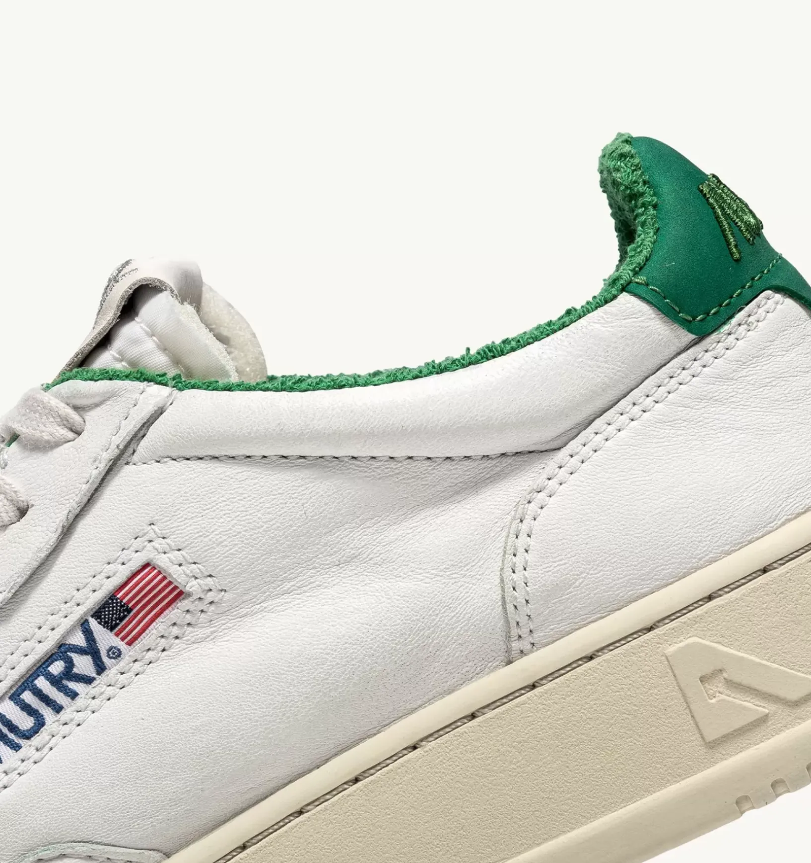 Sneakers Medalist Low In Pelle Di Capra E Spugna Bianco Verde