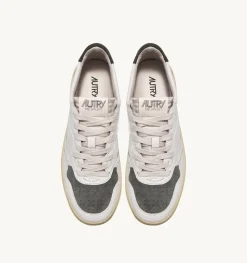 Sneakers Medalist Low In Suede E Pelle Bianco E Military