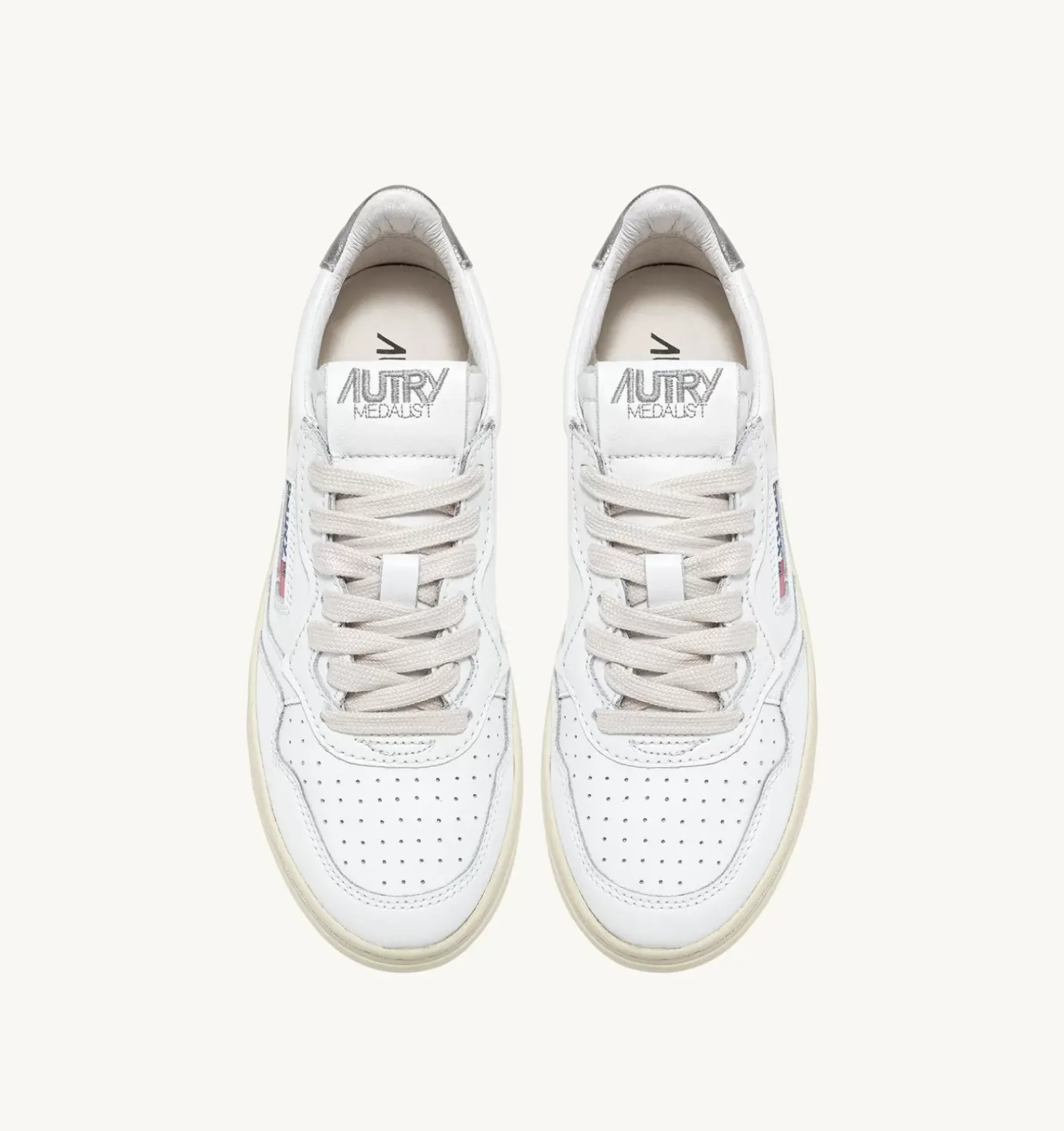 Sneakers Medalist Low In Pelle Bianca E Argento