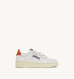Sneakers Medalist Low In Pelle Bianca E Tangerine Per Bambini