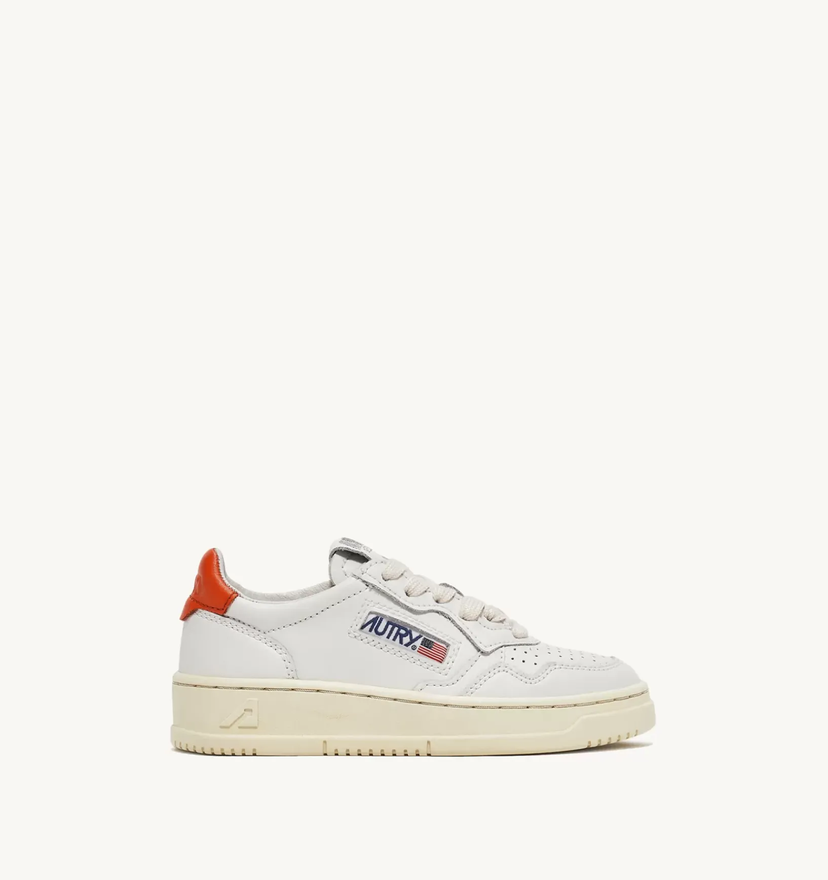 Sneakers Medalist Low In Pelle Bianca E Tangerine Per Bambini