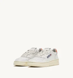 Sneakers Medalist Low In Pelle Bianca E Tangerine Per Bambini