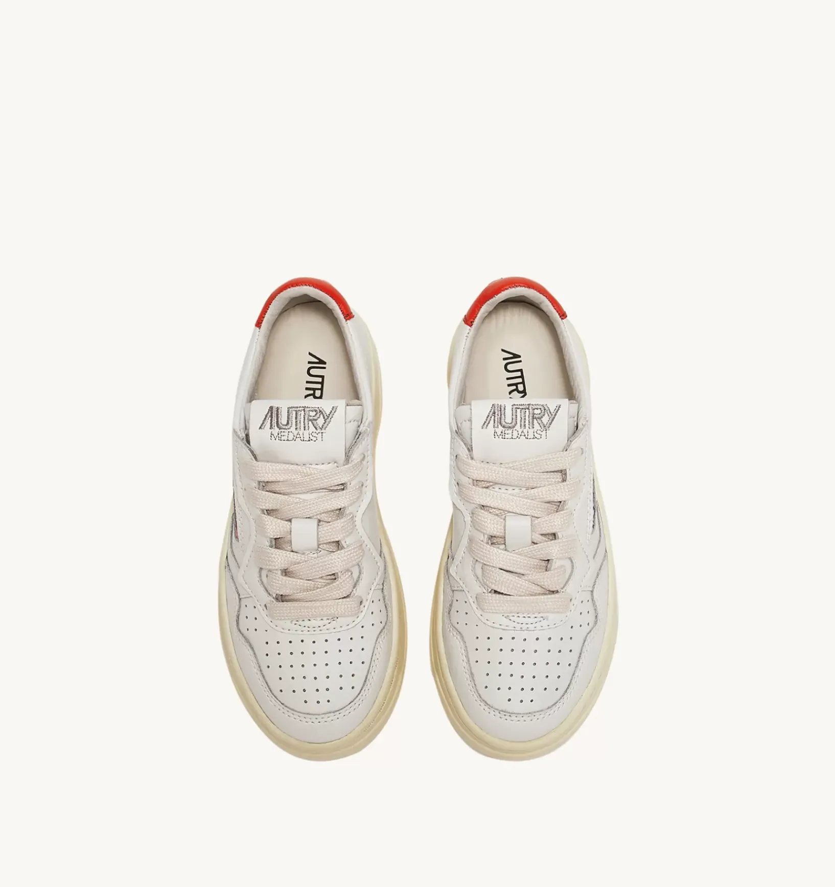 Sneakers Medalist Low In Pelle Bianca E Tangerine Per Bambini
