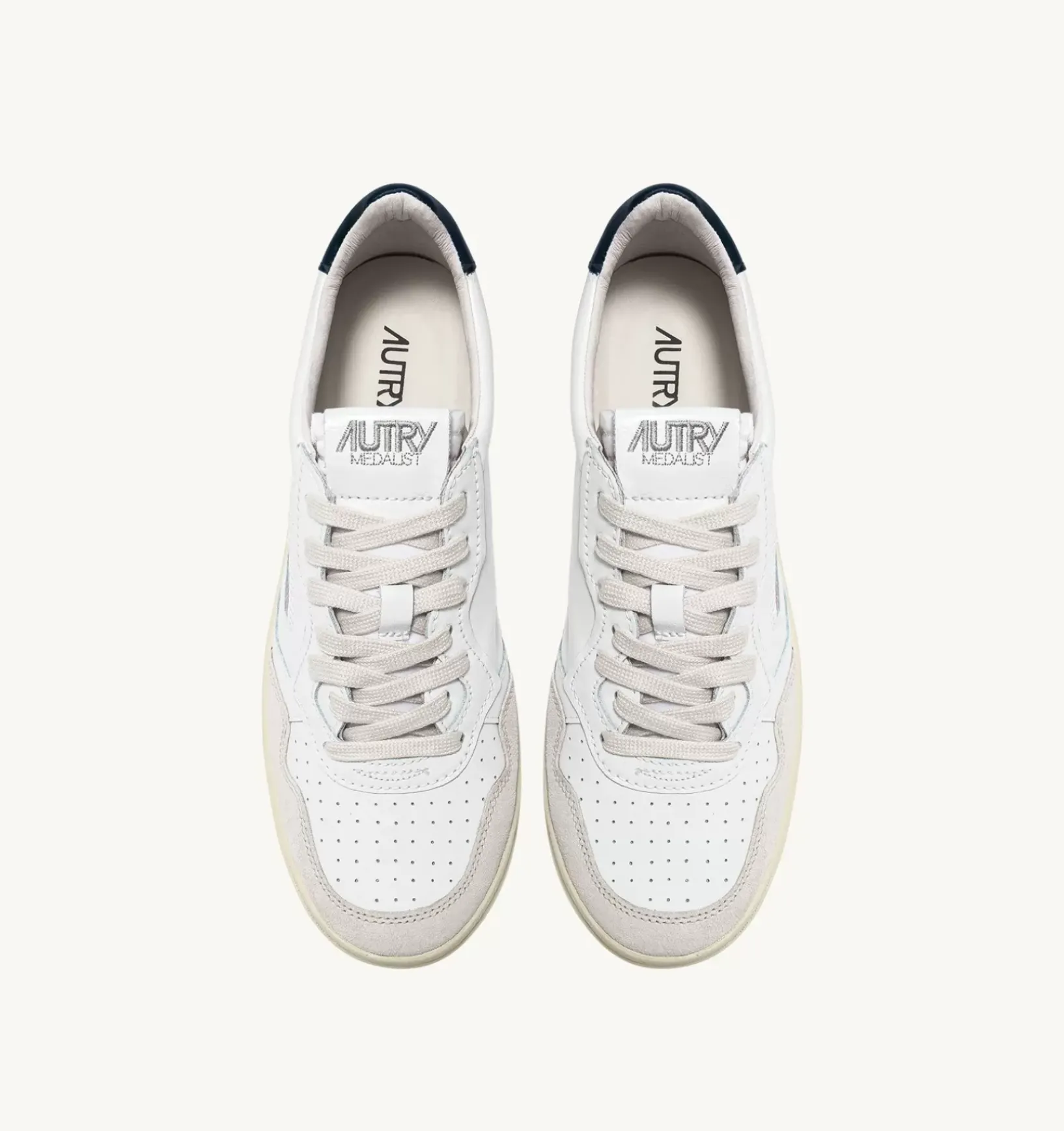 Sneakers Medalist Low In Suede E Pelle Bianca E Blue