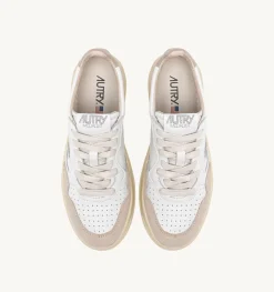 Sneakers Medalist Low In Pelle Bianca E Beige E Suede Beige