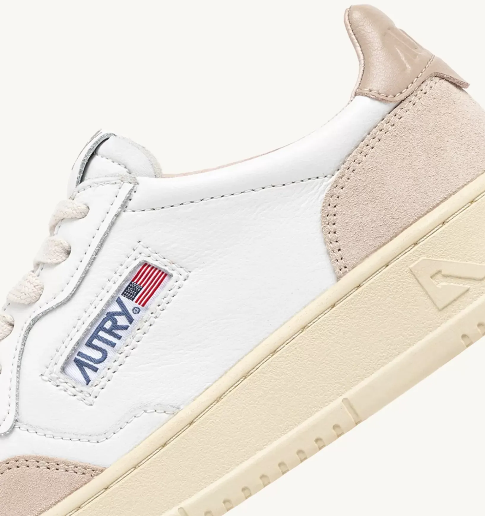 Sneakers Medalist Low In Pelle Bianca E Beige E Suede Beige