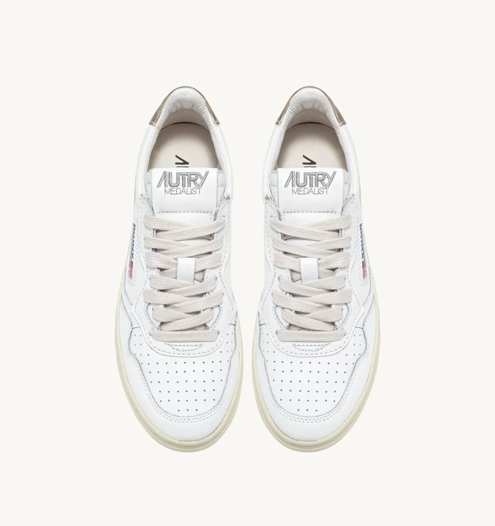 Sneakers Medalist Low In Pelle Bianca E Oro