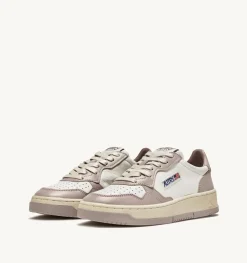Sneakers Medalist Low In Pelle Bicolore Bianco E Mushroom