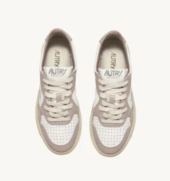 Sneakers Medalist Low In Pelle Bicolore Bianco E Mushroom