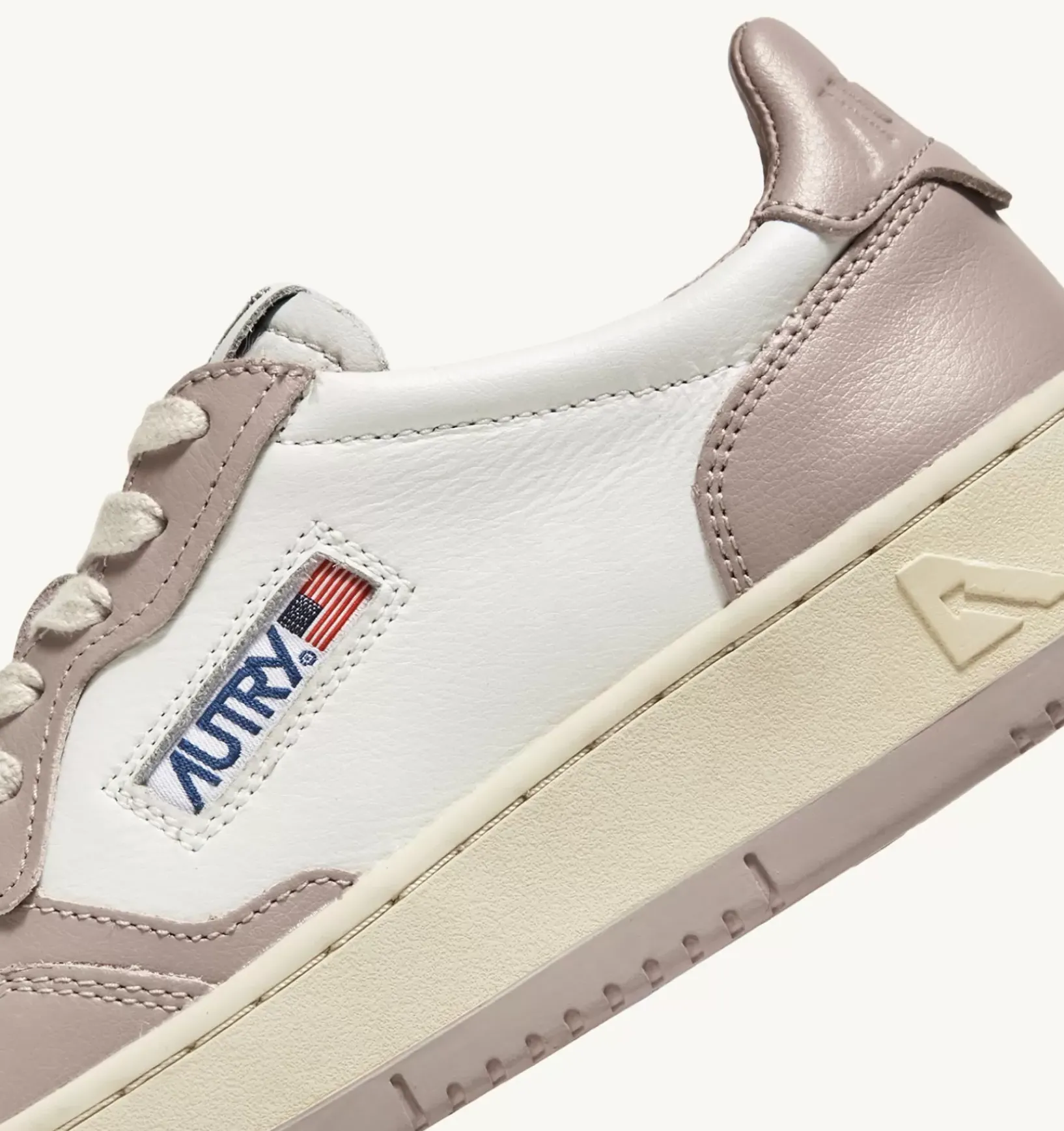 Sneakers Medalist Low In Pelle Bicolore Bianco E Mushroom