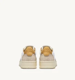 Sneakers Medalist Low In Pelle Morbida Di Capra Effetto Dragon E Crackle Nabuk Color Bianco