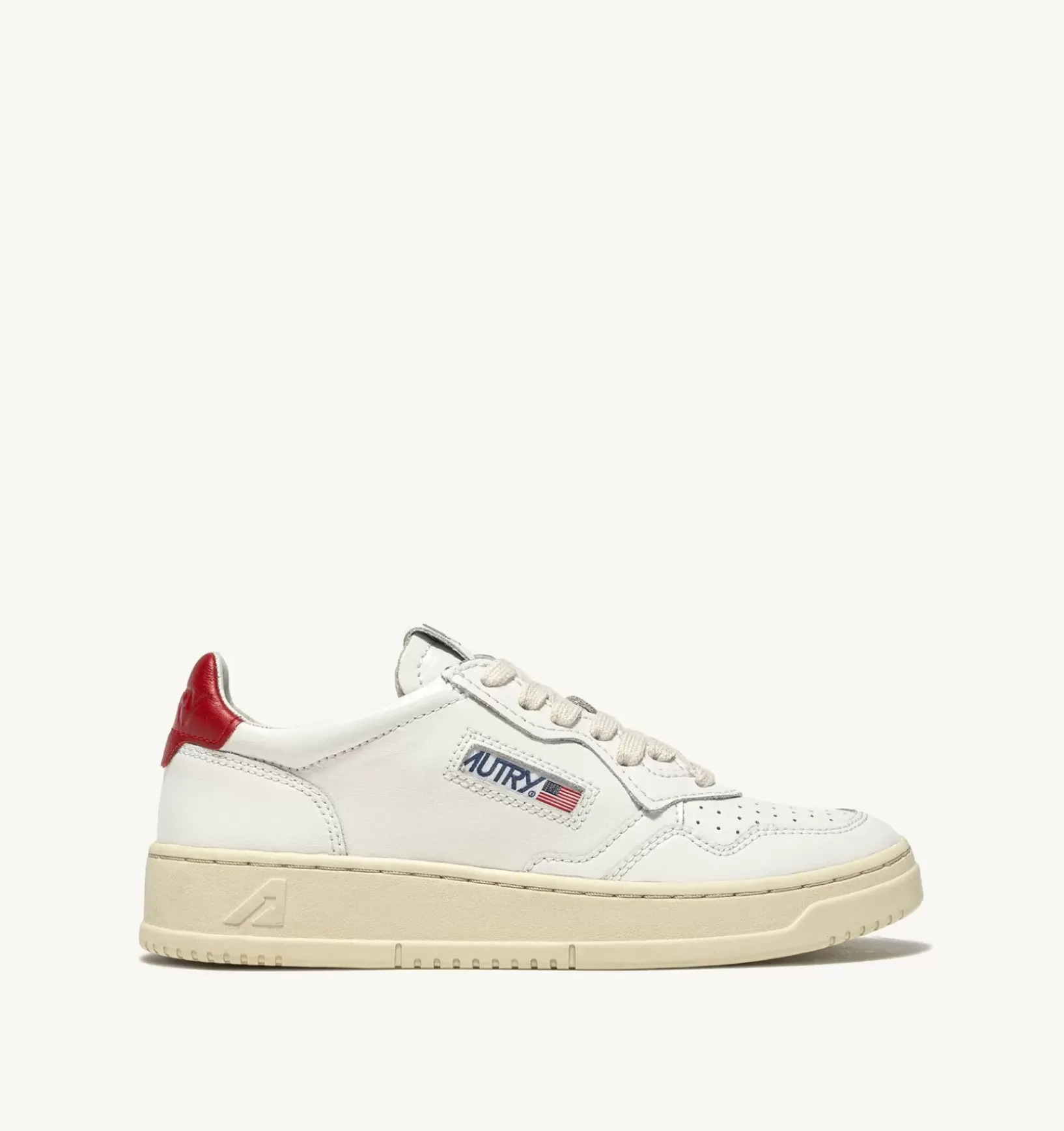 Sneakers Medalist Low In Pelle Bianca E Rossa