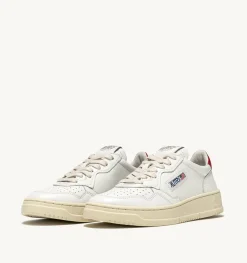 Sneakers Medalist Low In Pelle Bianca E Rossa