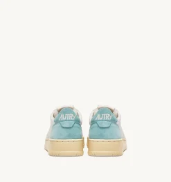 Sneakers Medalist Low In Suede E Pelle Bianco E Turquoise